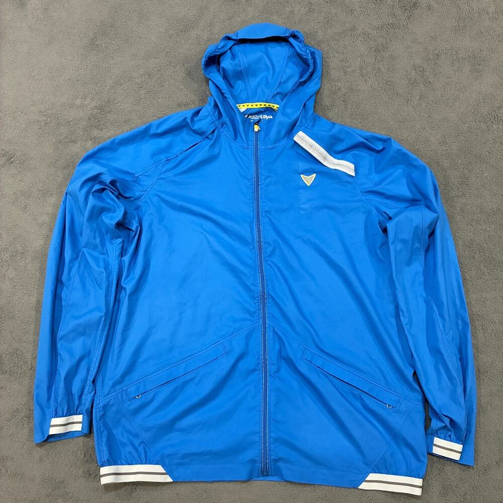 Korsa Accelerate Run Blue Running Full Zip Pockets Hoodie Jacket Men's Size M